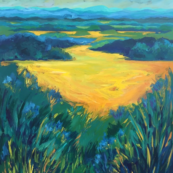 Blue Ridge Landscape: Yellow Meadow, acrylic on panel, 48 x 36 inches, 2016, SOLD