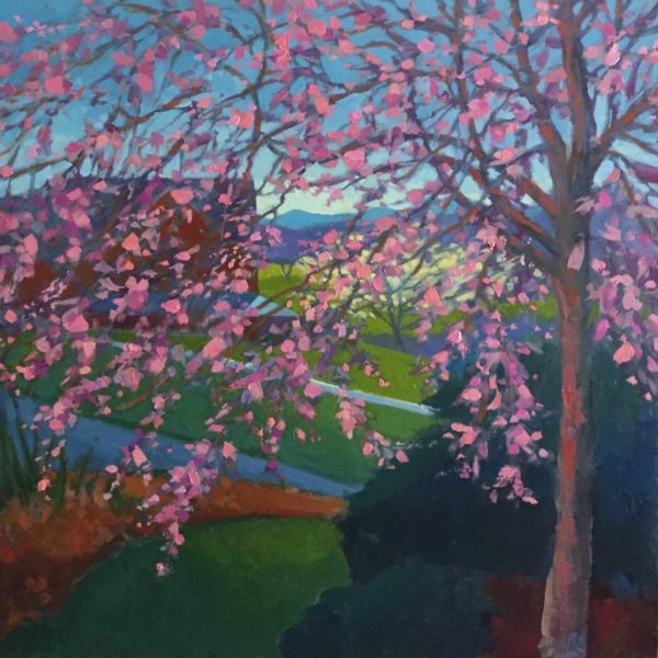 Wind in the Cherry Tree, oil on panel, 12 x 12 inches, 2017-027, SOLD