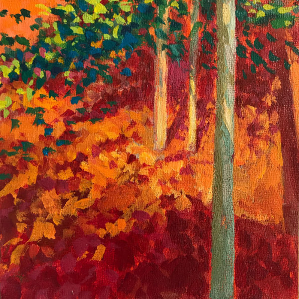 Autumn Woods, acrylic on panel, 6 x 6 inches, 2016-265, SOLD