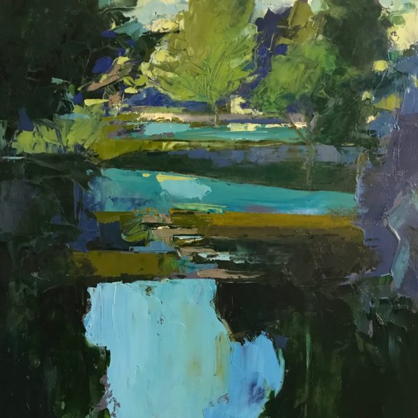 Spanish Garden: Reflecting Pools, oil on panel, 16 x 12 inches, 2018-011, NFS
