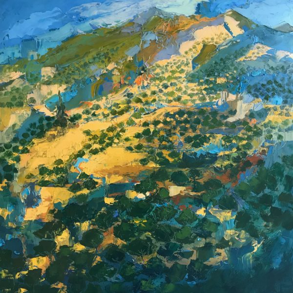 Spanish Hillside: Olive Groves, oil on panel, 16 x 16 inches, 2018-016, SOLD