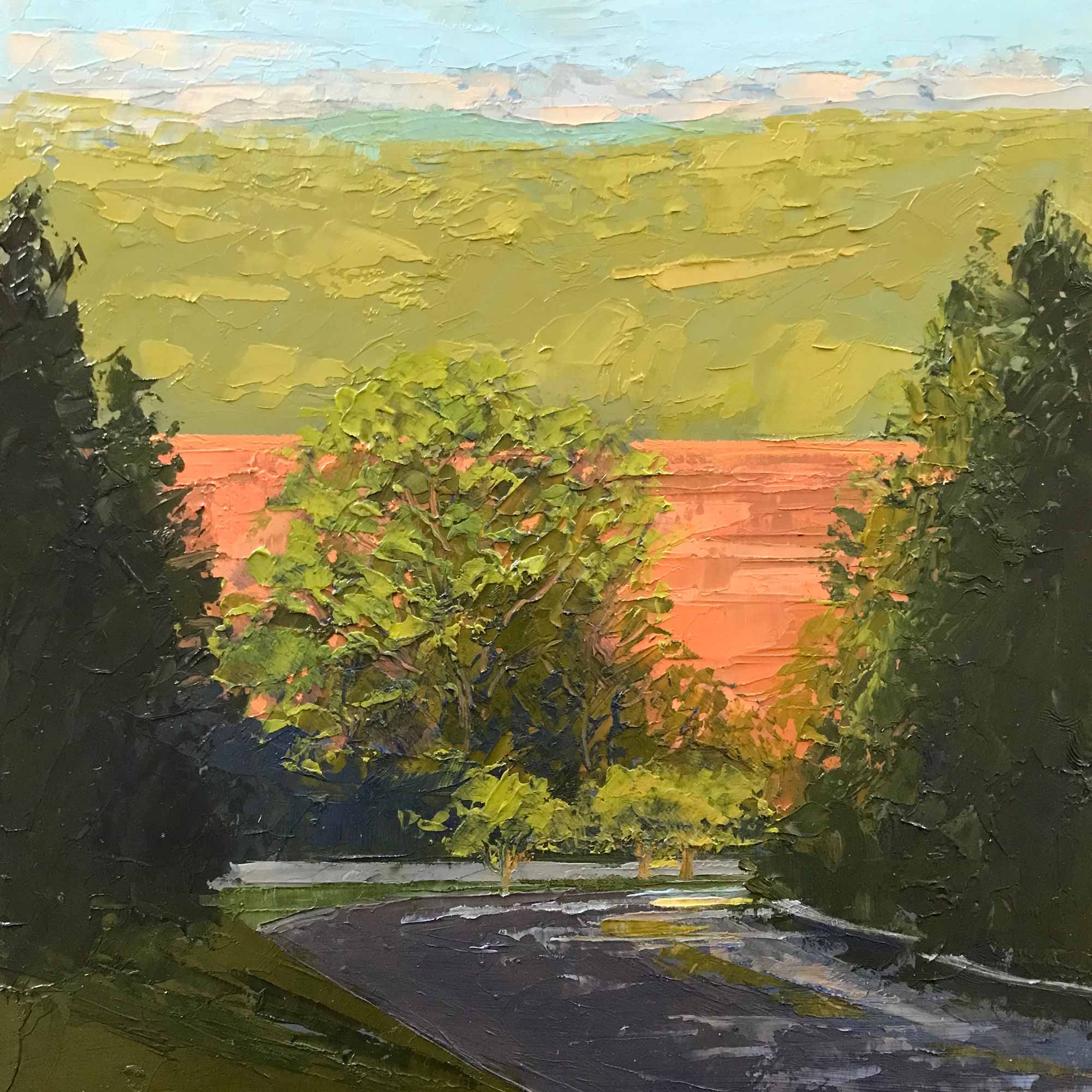 View from the Ridge No. 53, oil on panel, 8 x 8 inches, 2019, SOLD