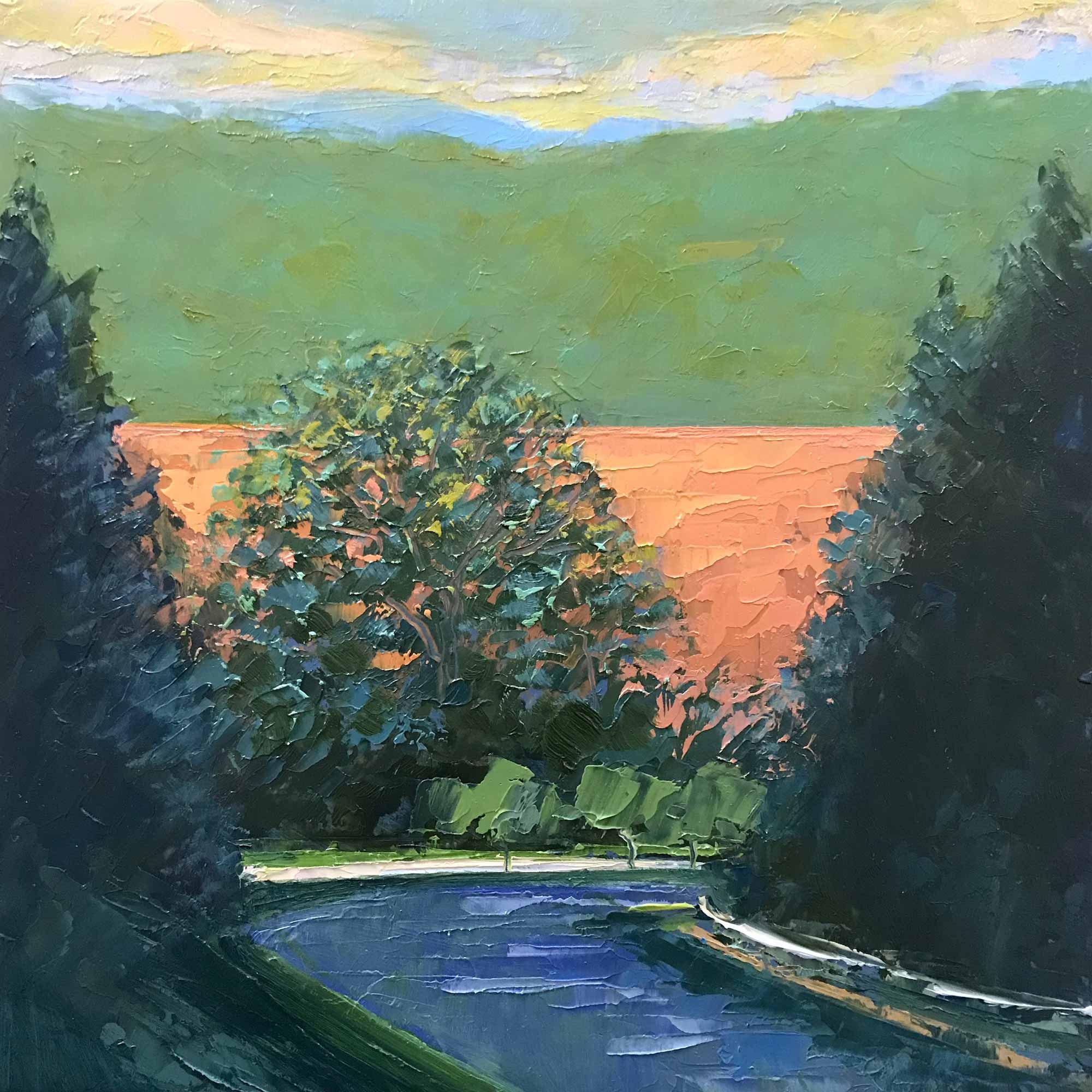 View from the Ridge No. 54, oil on panel, 8 x 8 inches, 2019, SOLD