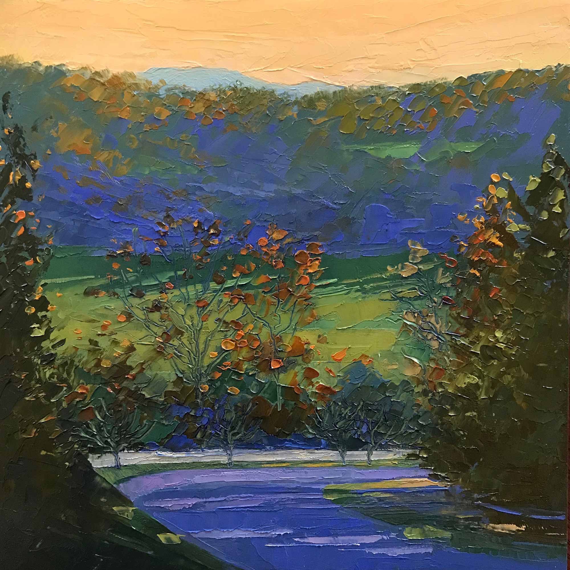 View from the Ridge No. 76, oil on panel, 8 x 8 inches, 2019, SOLD