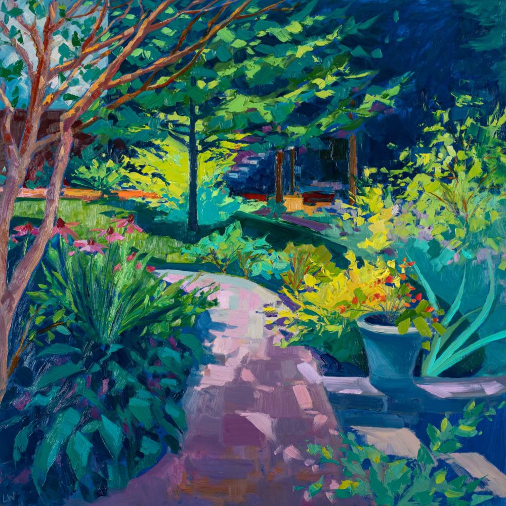 Summer Patio, oil on panel, 24 x 24, 2017-045, SOLD