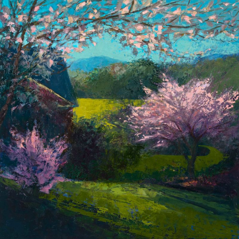 Spring Landscape, oil on panel, 16 x 16 inches, 2019-095, SOLD
