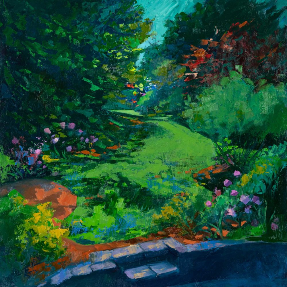 Northside Lawn, oil on panel, 16 x 16, 2021-012