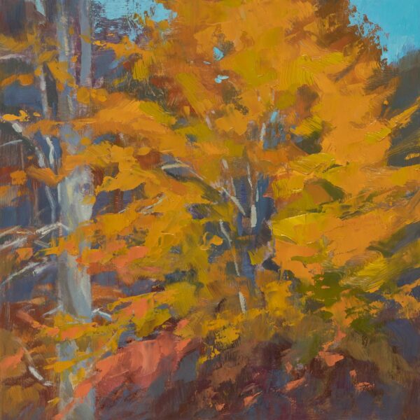 Fall Beech, oil on panel, 8 x 8, 2021-054