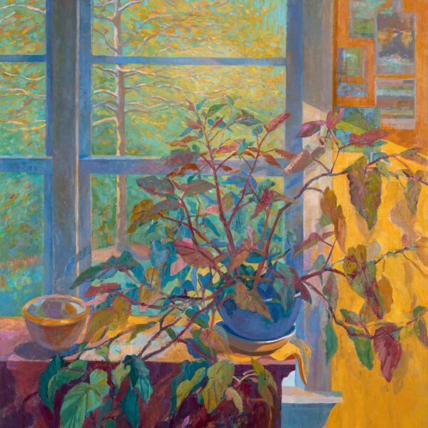 Window with Angel Wing Begonia, oil on panel, 40 x 30, 2021-060, SOLD
