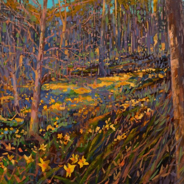 Woodland Daffodils, oil on panel, 23 x 30, 2023-019