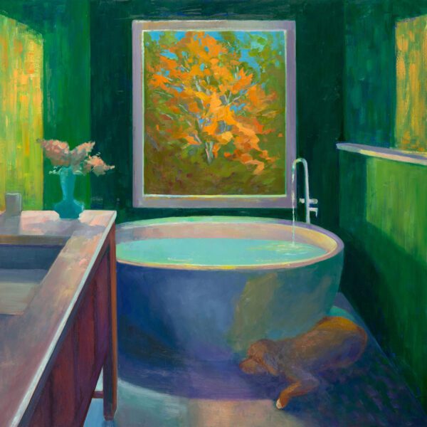 Fall Window with Tub, oil on panel, 24 x 24, 2024-020