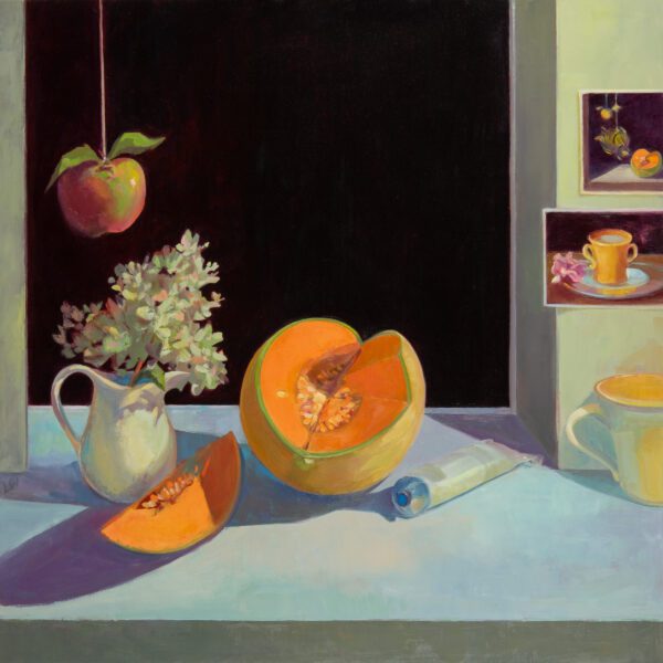 Conversation with Cotan, oil on panel, 24 x 24, 2025-026, SOLD
