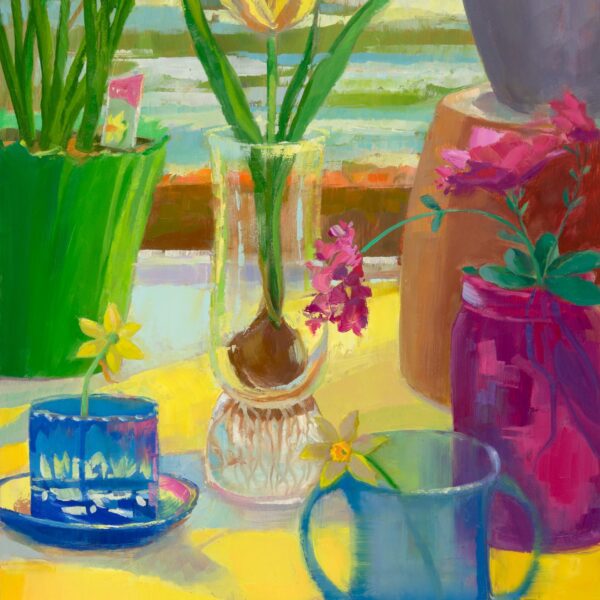 Spring Bulb with Child's Cup, oil on panel, 14 x 11 inches, 2025-004