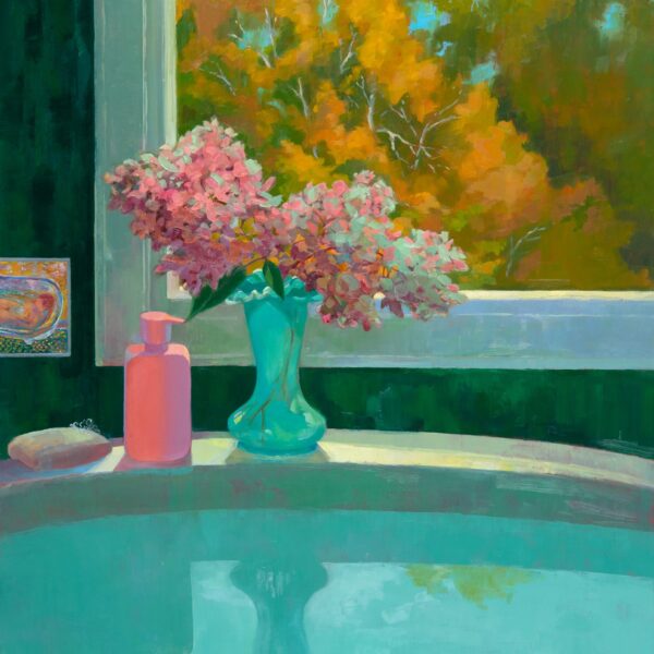 Hydrangea with Bath, oil on panel, 30 x 24, 2025-025