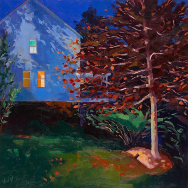 Backyard Nocturne, oil on panel, 12 x 12, 2025-028
