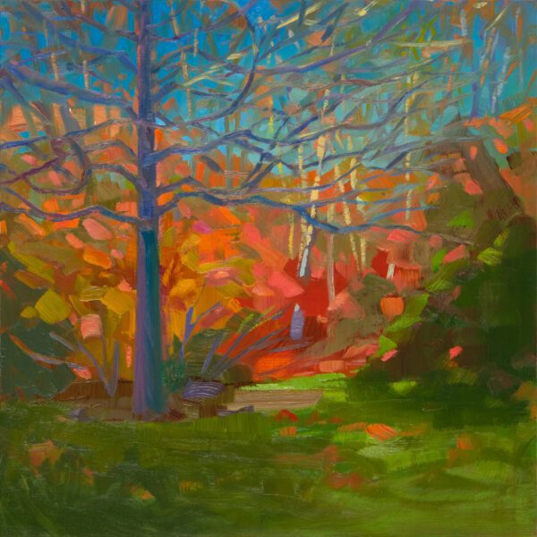 Black Gum: Late Afternoon in November, oil on panel, 8 x 8 inches, 2025-033