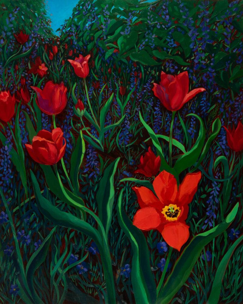 Twilight Tulips, oil on panel, 24 x 30, 2026