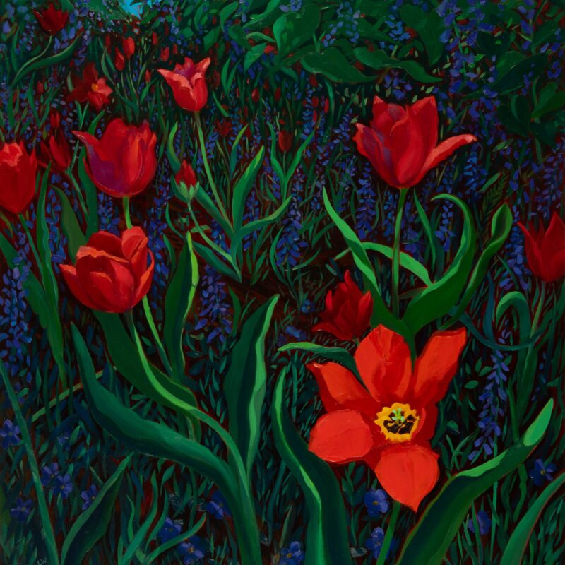 Twilight Tulips, oil on panel, 24 x 30, 2026