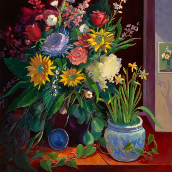Bouquet with Sunflowers, oil on panel, 30 x 24, 2026-006