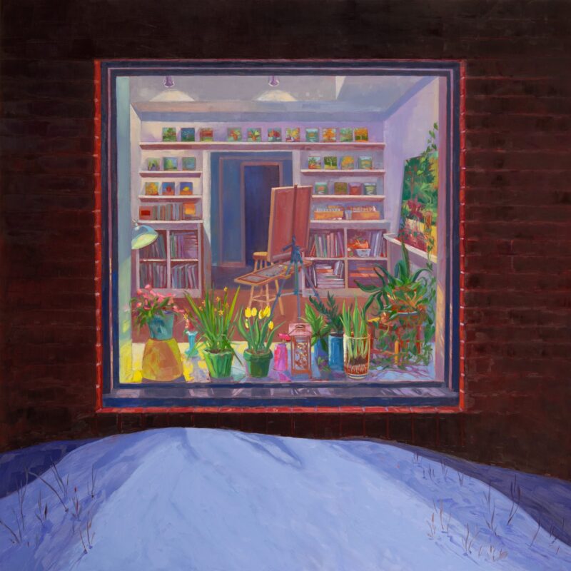 Night Studio, oil on panel, 36 x 36, 2026-012
